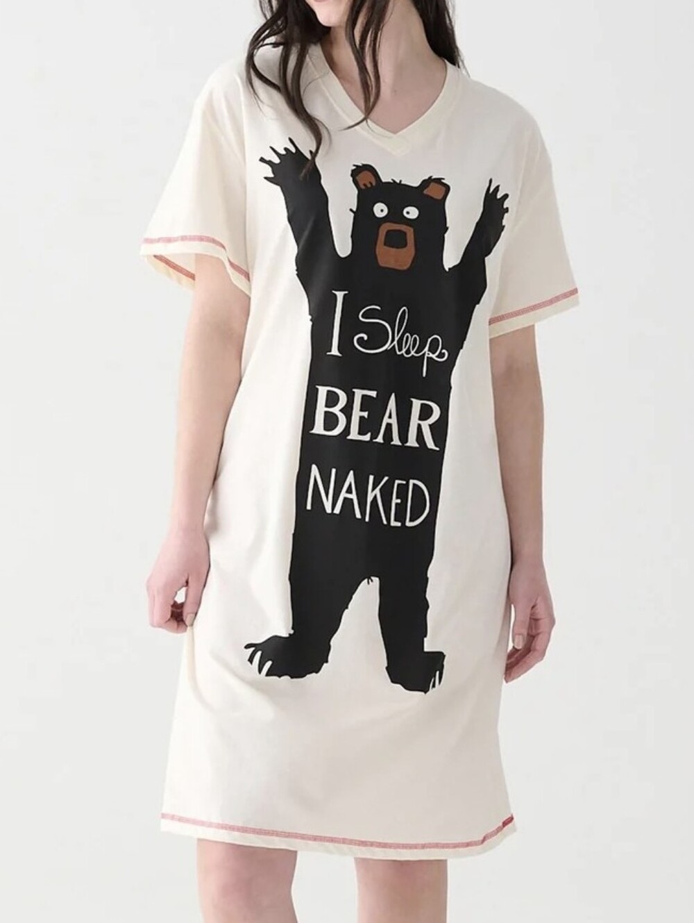 little Blue House 'I Sleep Bear Naked' Cotton Short Sleeve Sleep Shirt - Size OS